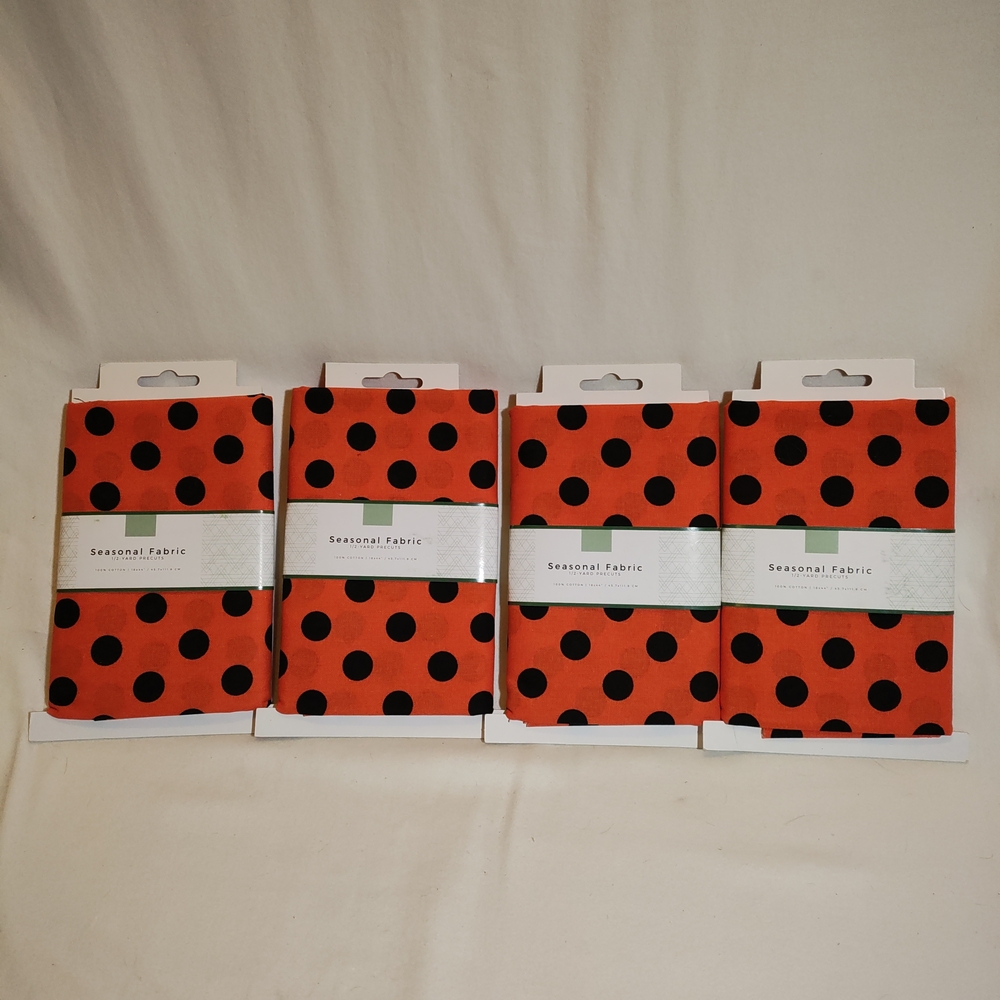 Halloween Orange & Black Polka Dot Cotton Fabric